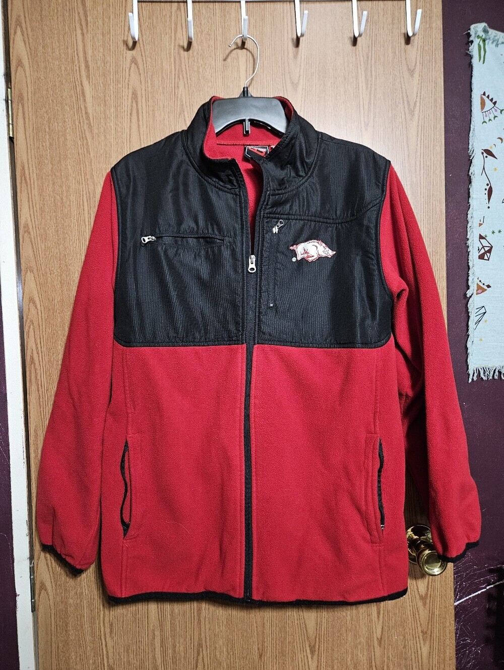 Arkansas Razorback Full Zip Jacket Zipper Pockets Size Medium!